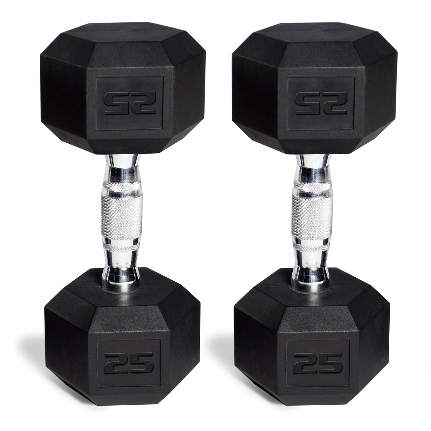 150 Lb. Coated Hex Dumbbell Weight Set, 5-25 Lb. with White Rack