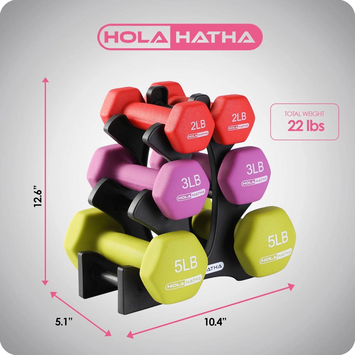 2, 3, and 5 Pound Neoprene Dumbbell Free Weight Set with Rack