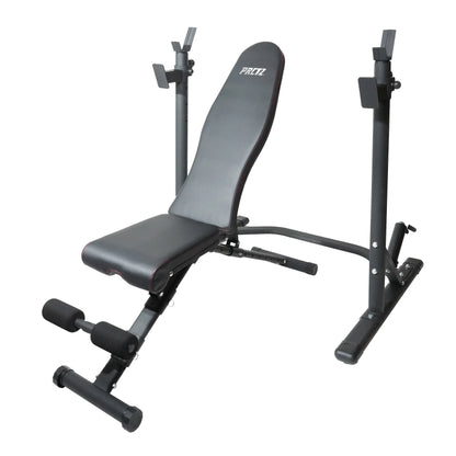 Two-Piece Olympic Weight Bench with Squat Rack, Foldable FID Bench, and Weight Storage